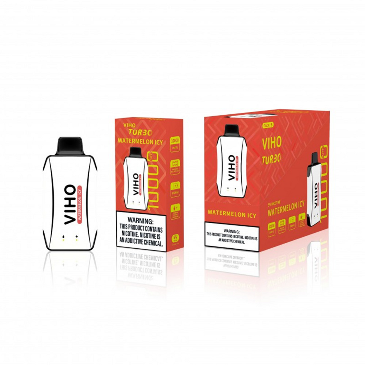 Viho Turbo Disposable 10000 Puffs (17mL) | 50mg | MOQ 5 Watermelon Icy with packaging