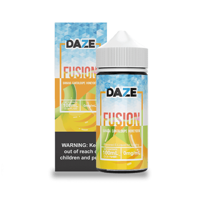 7Daze Fusion Series E-Liquid 100mL (Freebase) Banana Cantaloupe Honeydew Iced with packaging