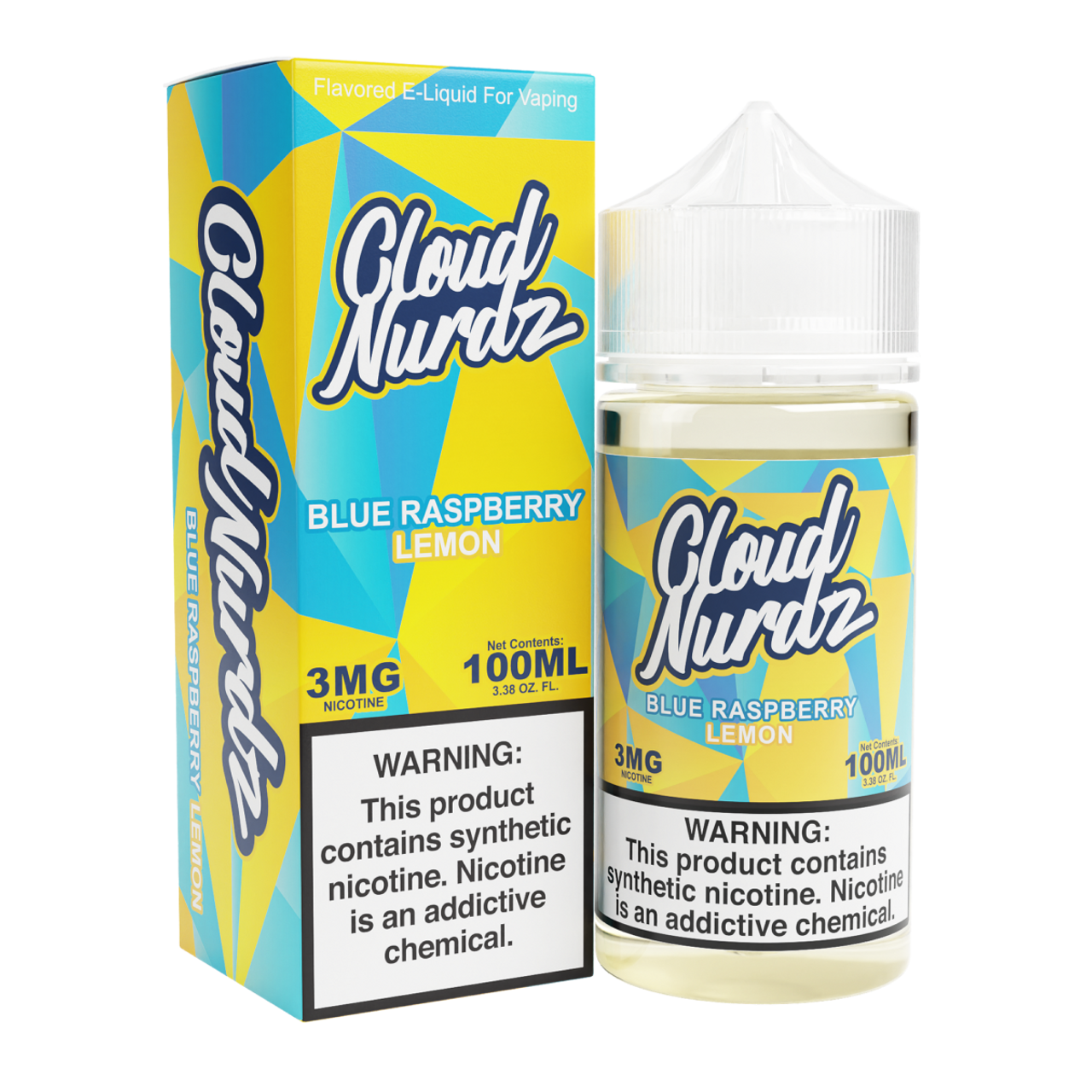 Cloud Nurdz Series E-Liquid 100mL Blue Raspberry Lemon with packaging