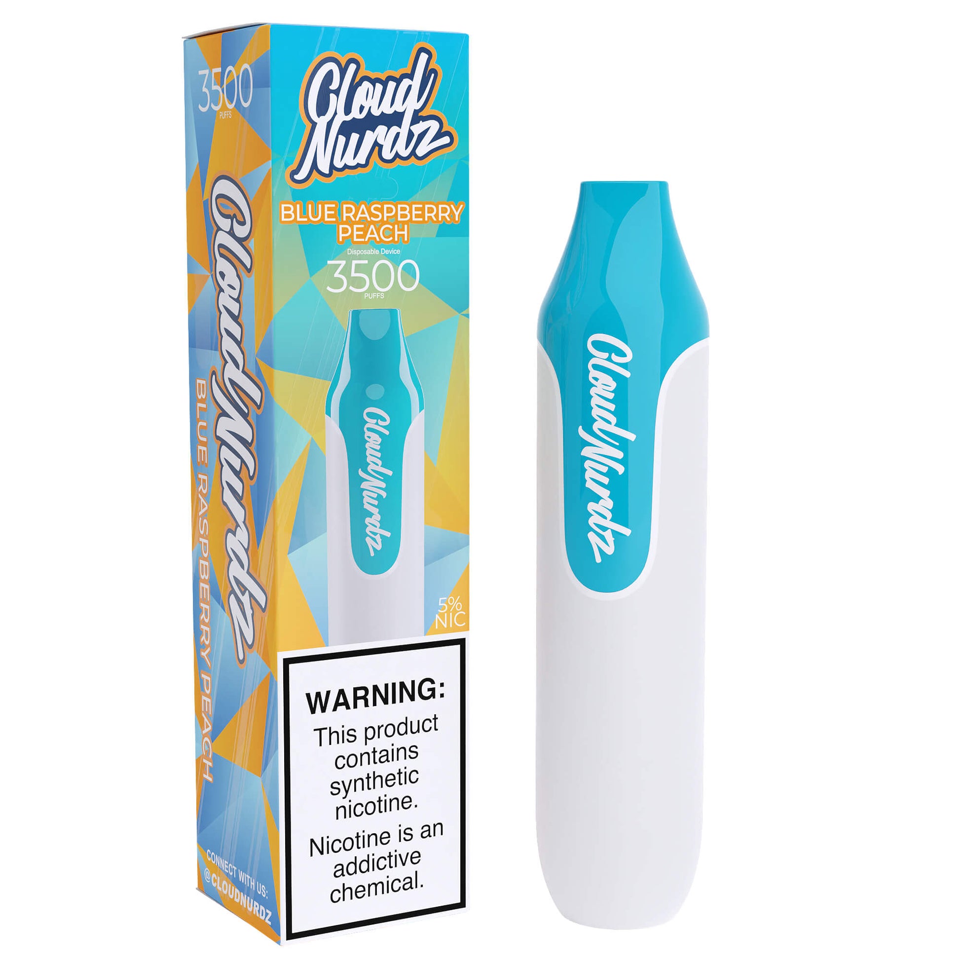 Cloud Nurdz Disposable 3500 Puffs 10mL 50mg | MOQ 10 | Blue Raspberry Peach