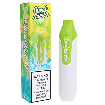 Cloud Nurdz Disposable 3500 Puffs 10mL 50mg | MOQ 10 | Melon Kiwi  ICED