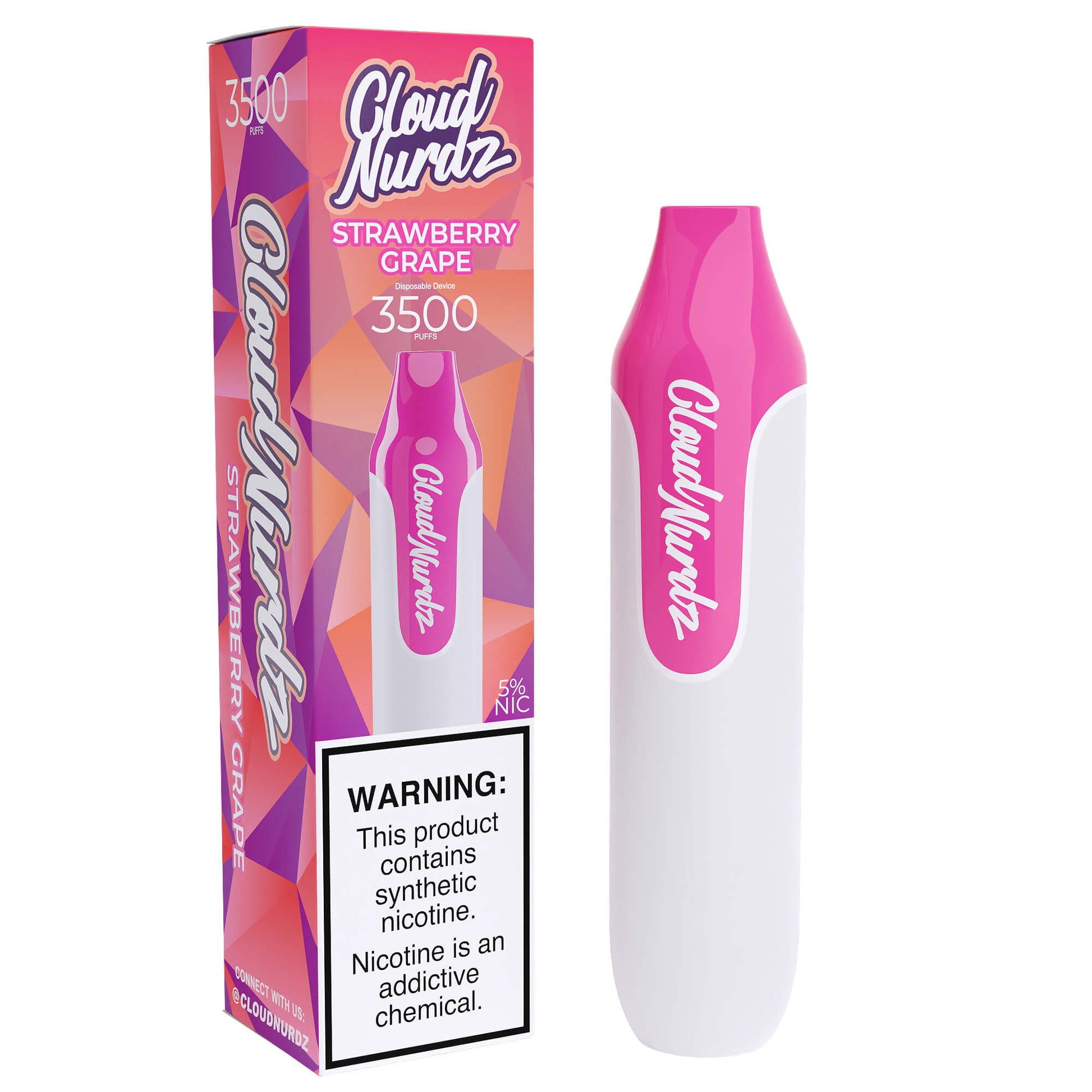 Cloud Nurdz Disposable 3500 Puffs 10mL 50mg | MOQ 10 | Strawberry Grape