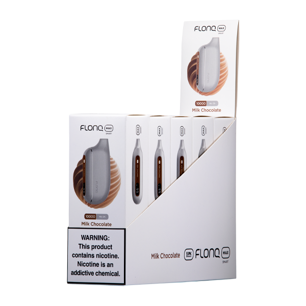 FLONQ Max Smart Disposable 10,000 Puffs 14mL 20MG | MOQ 5 Milk Chocolate 5 Packs