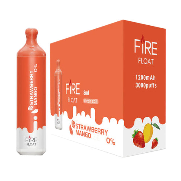 Fire Float Zero Disposable 3000 Puffs 8mL 00mg | MOQ 10 | Strawberry Mango with Packaging