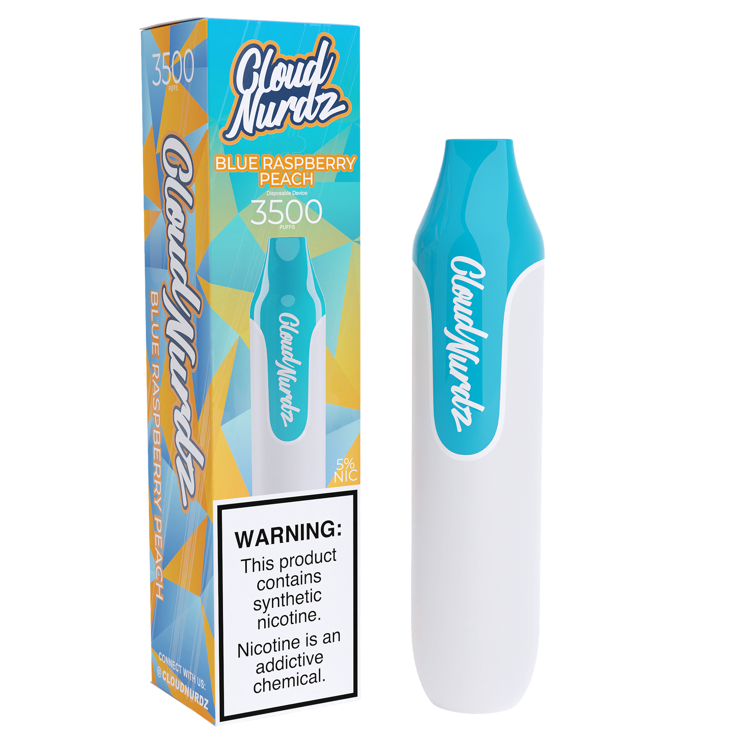 Cloud Nurdz Disposable 3500 Puffs 10mL 50mg | MOQ 10 | Blue Raspberry Peach