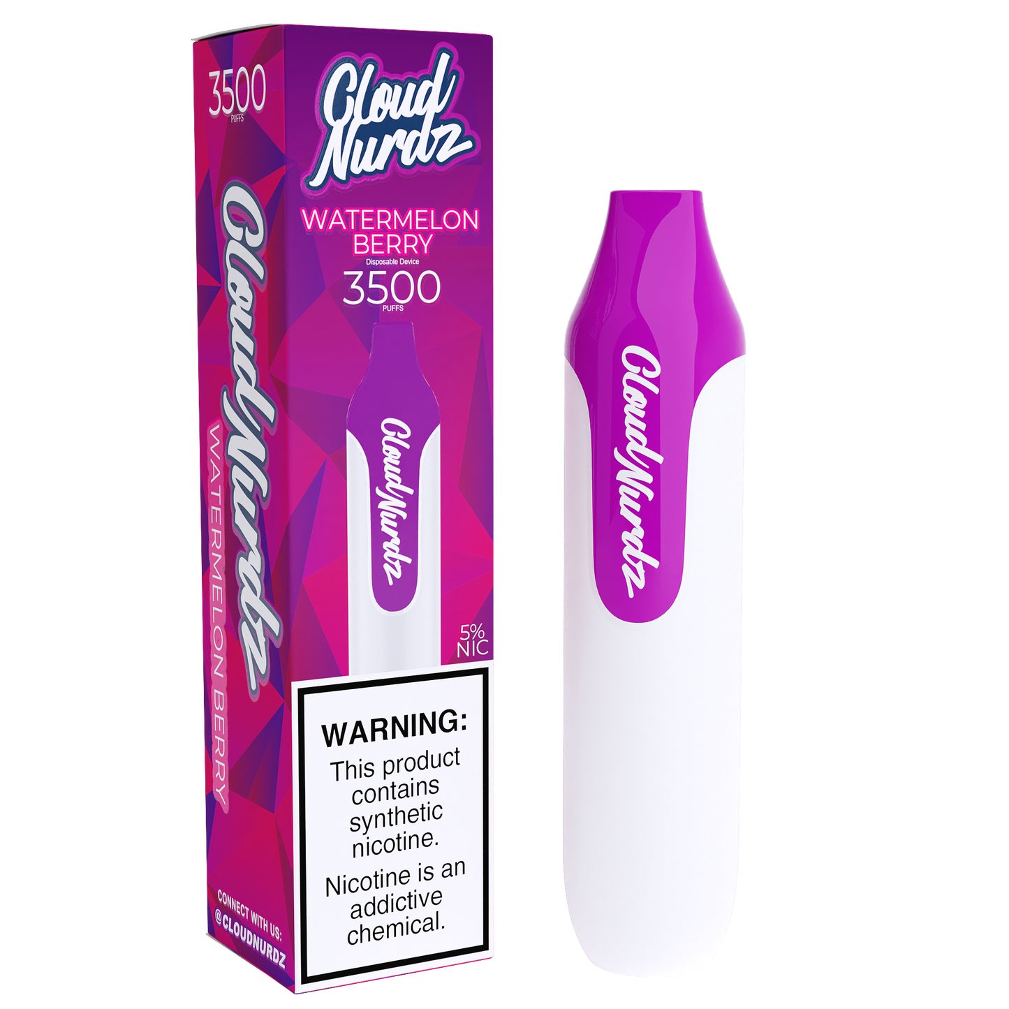 Cloud Nurdz Disposable 3500 Puffs 10mL 50mg | MOQ 10 | Watermelon Berry Iced