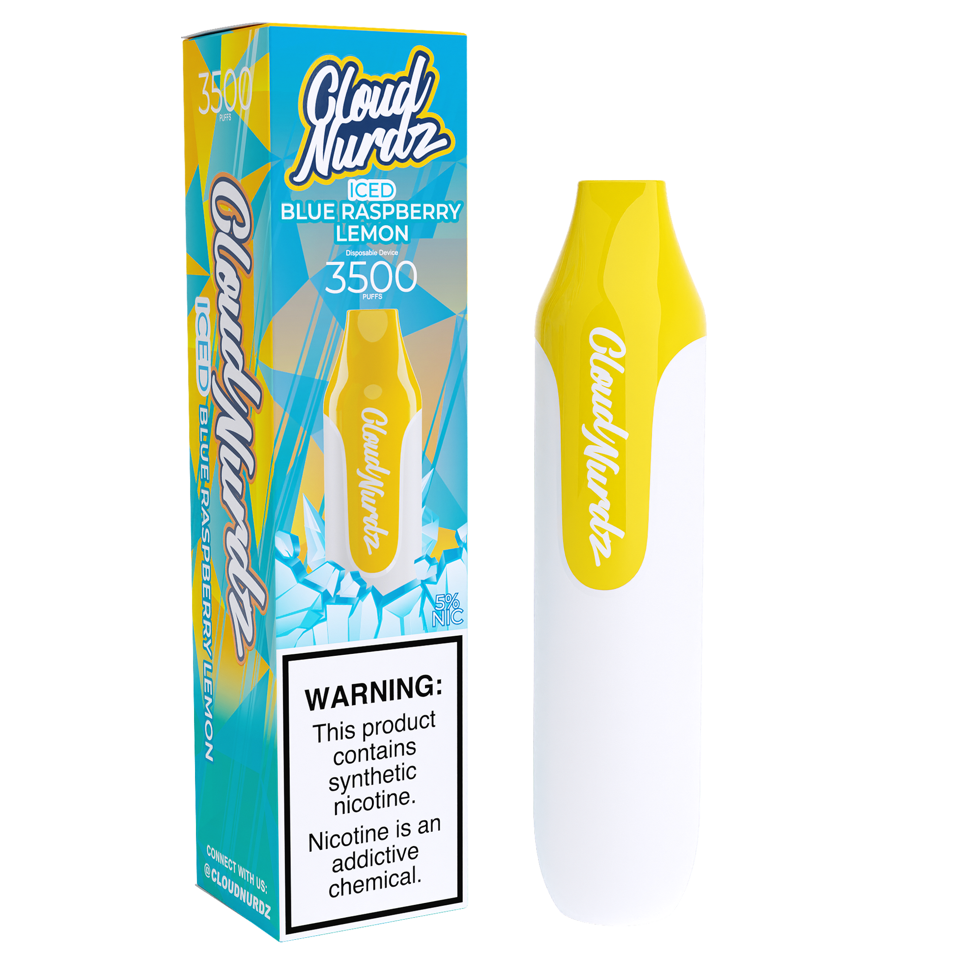 Cloud Nurdz Disposable 3500 Puffs 10mL 50mg | MOQ 10 | Blue Raspberry Lemon Iced