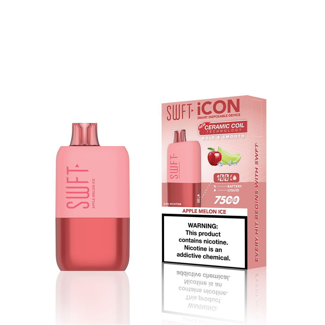 SWFT Icon Disposable 7500 Puffs 17mL 50mg | MOQ 10 Apple Melon Ice with packaging