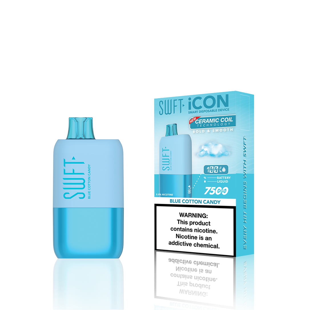 SWFT Icon Disposable 7500 Puffs 17mL 50mg | MOQ 10 Blue Cotton Candy with Packaging