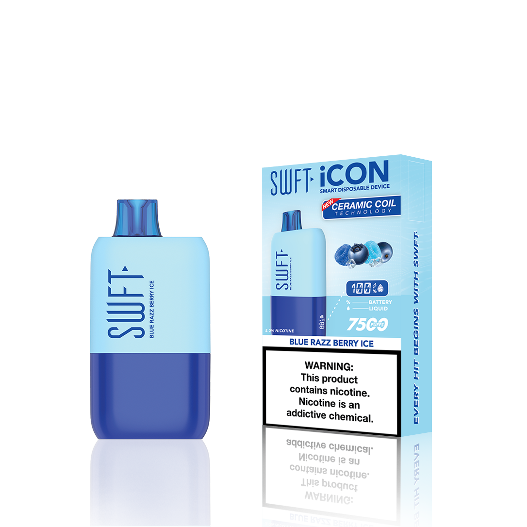 SWFT Icon Disposable 7500 Puffs 17mL 50mg | MOQ 10 Blue Razz Berry Ice with Packaging