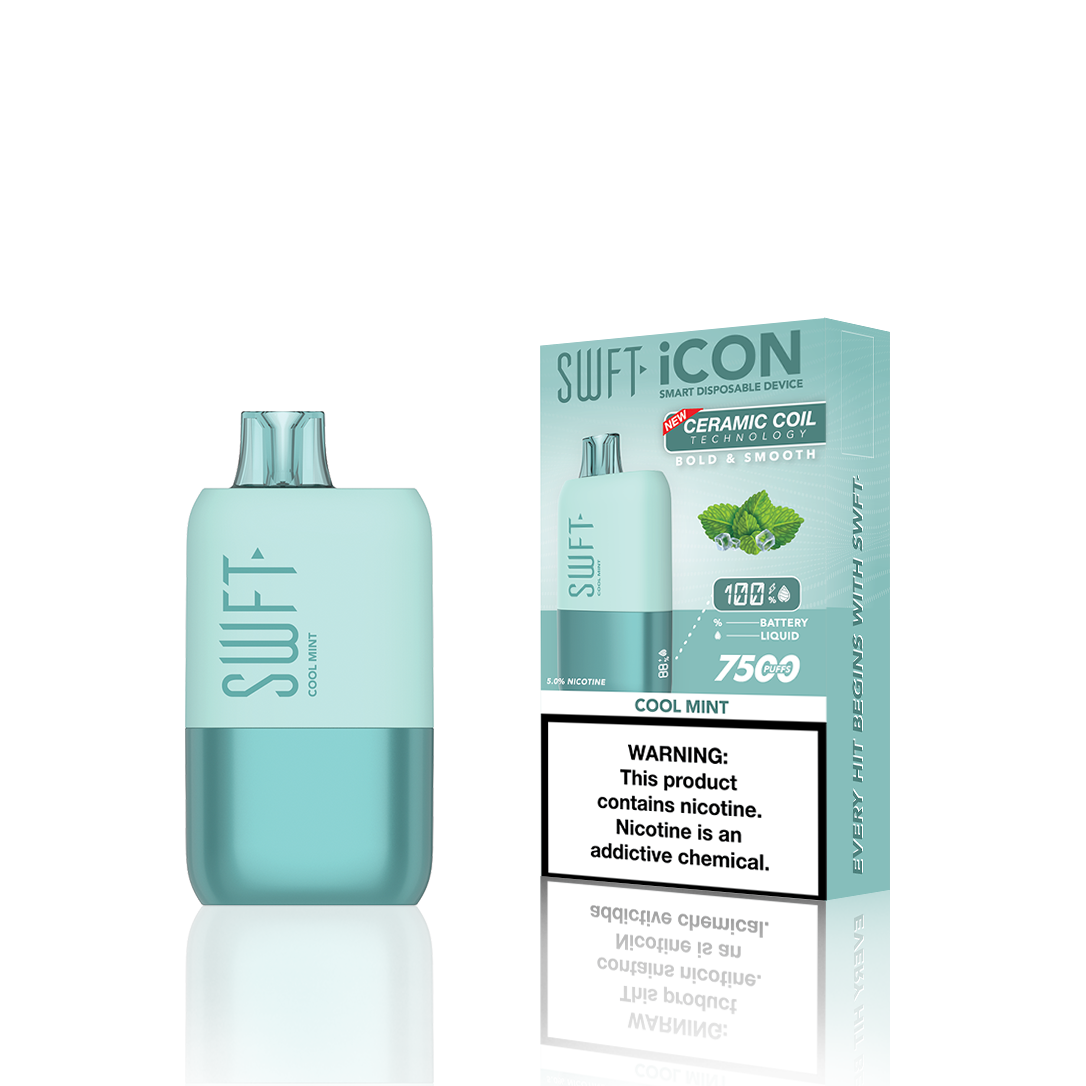 SWFT Icon Disposable 7500 Puffs 17mL 50mg | MOQ 10 Cool Mint with Packaging