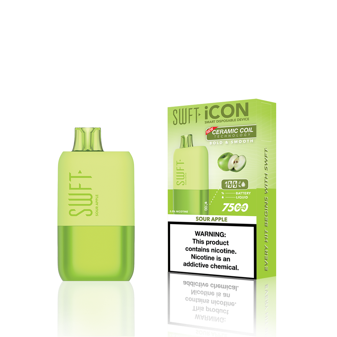 SWFT Icon Disposable 7500 Puffs 17mL 50mg | MOQ 10 Sour Apple with Packaging