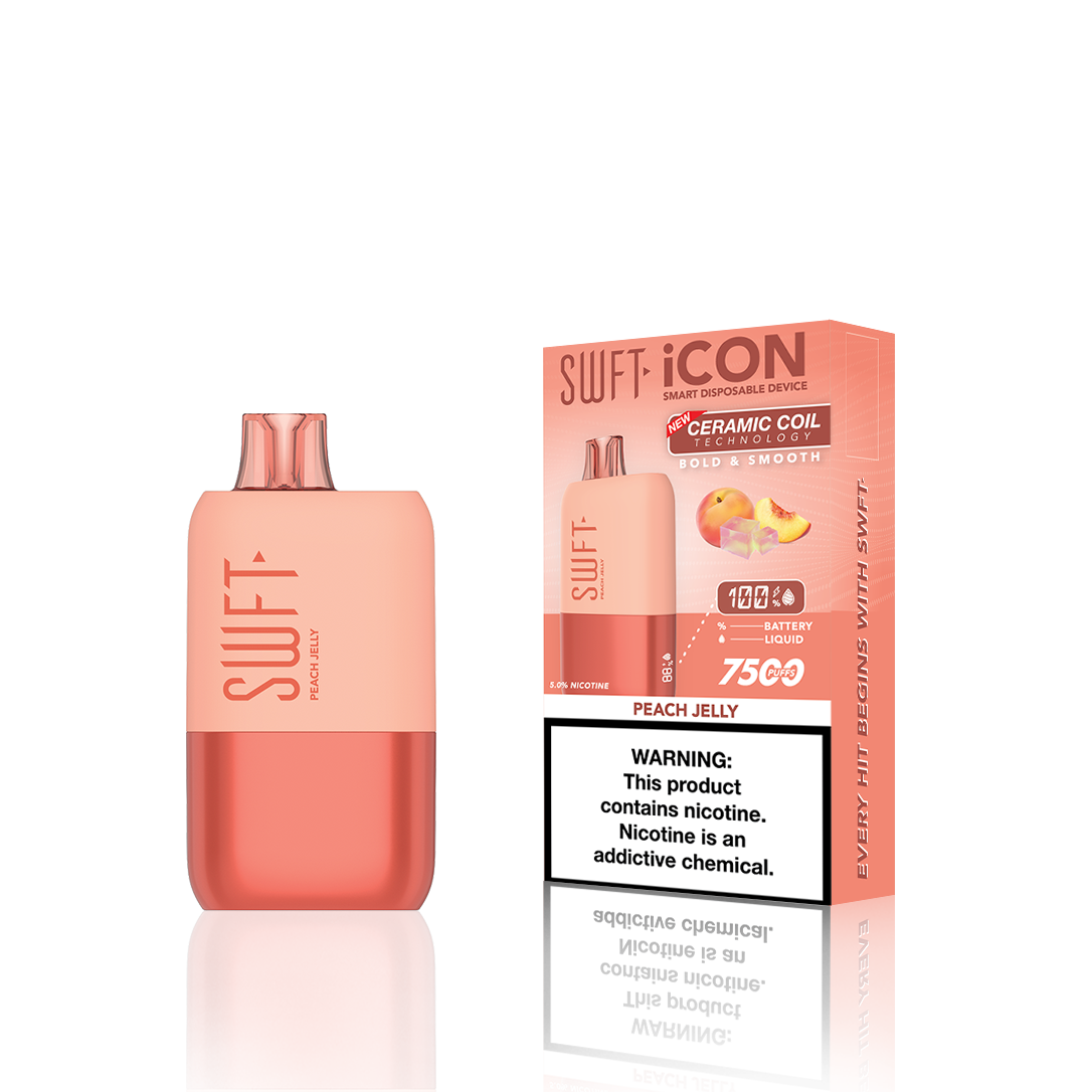 SWFT Icon Disposable 7500 Puffs 17mL 50mg | MOQ 10 Peach Jelly with Packaging