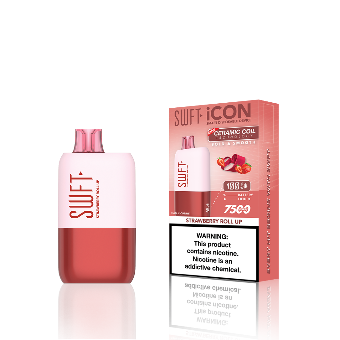 SWFT Icon Disposable 7500 Puffs 17mL 50mg | MOQ 10 Strawberry Roll Up with Packaging