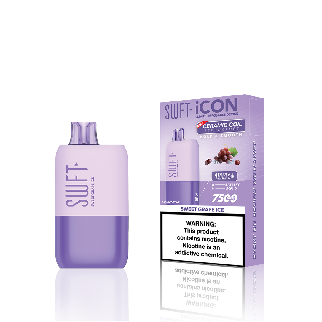 SWFT Icon Disposable 7500 Puffs 17mL 50mg | MOQ 10 Swett Grape Ice with Packaging