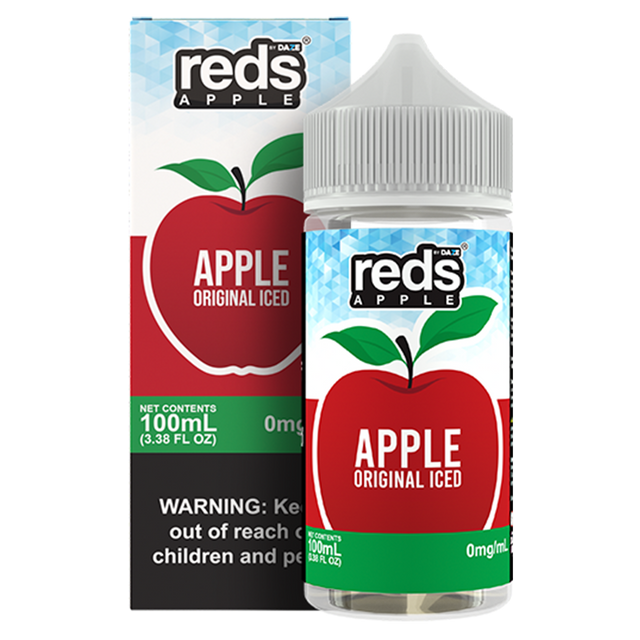 7Daze Reds E-Liquid 100mL (Freebase) Apple Iced with packaging