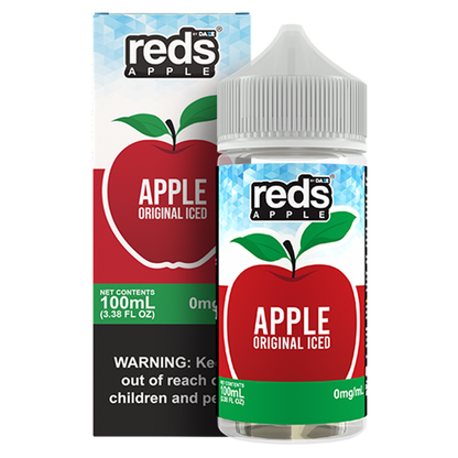 7Daze Reds E-Liquid 100mL (Freebase) Apple Iced with packaging