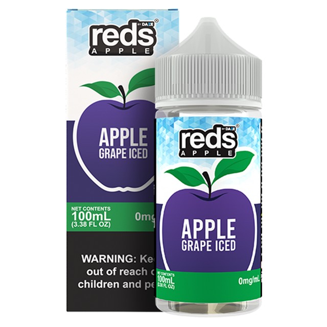 7Daze Reds E-Liquid 100mL (Freebase) Grape Iced with packaging