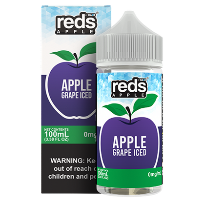 7Daze Reds E-Liquid 100mL (Freebase) Grape Iced with packaging