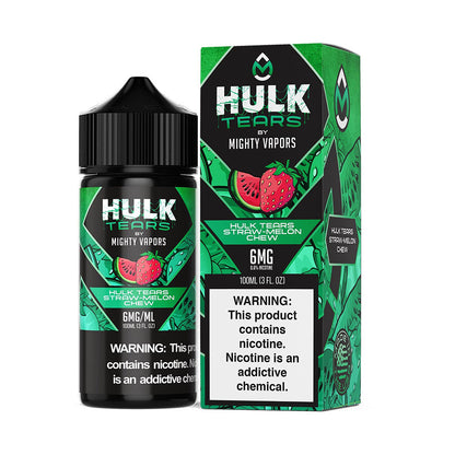 Mighty Vapors Hulk Tears E-Juice 100mL (Freebase) | Hulk Tears Straw Melon Chew