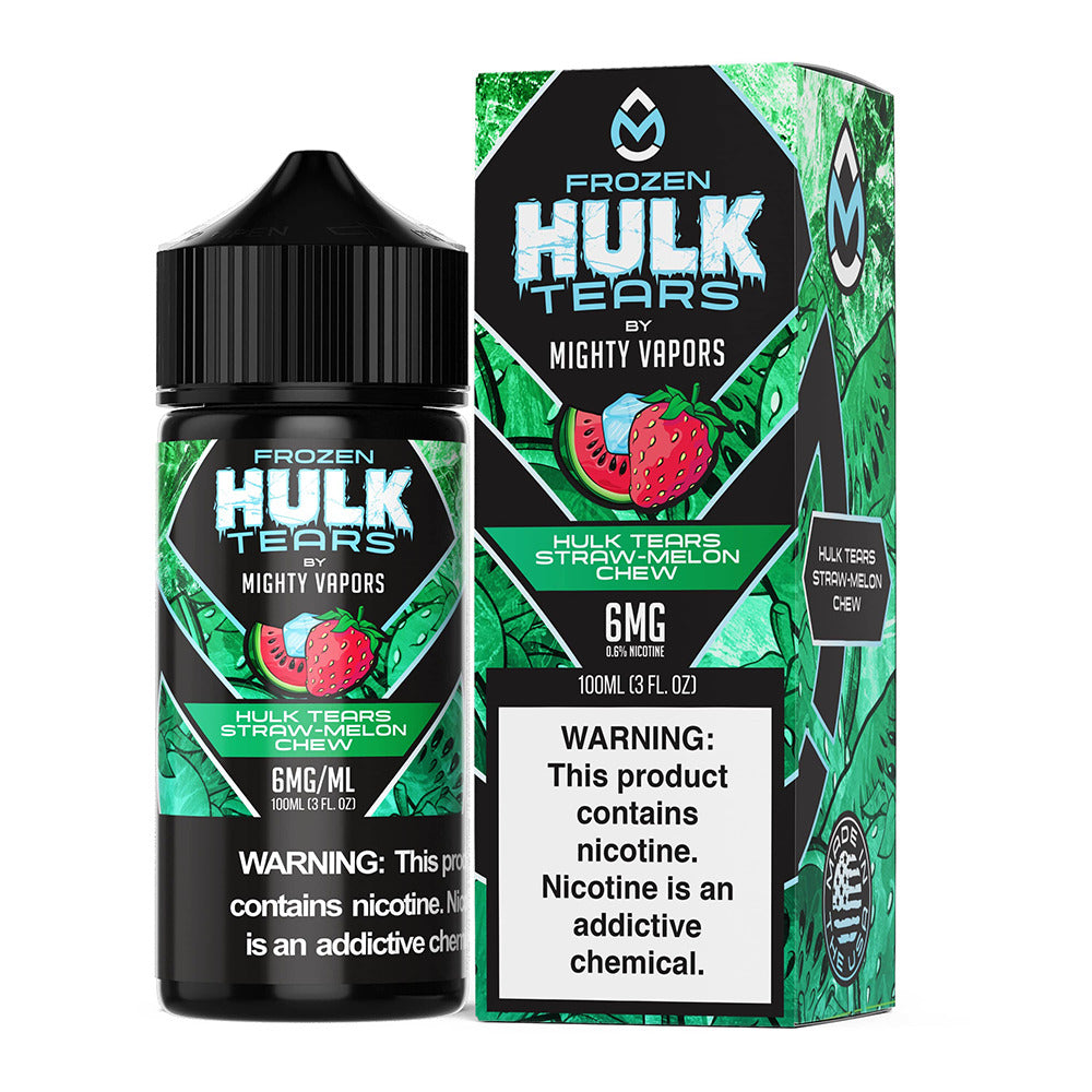 Mighty Vapors Hulk Tears E-Juice 100mL (Freebase) | Frozen Hulk Tears Straw Melon Chew