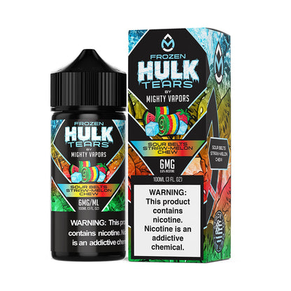 Mighty Vapors Hulk Tears E-Juice 100mL (Freebase) | Frozen Sour Belts Straw Melon Chew