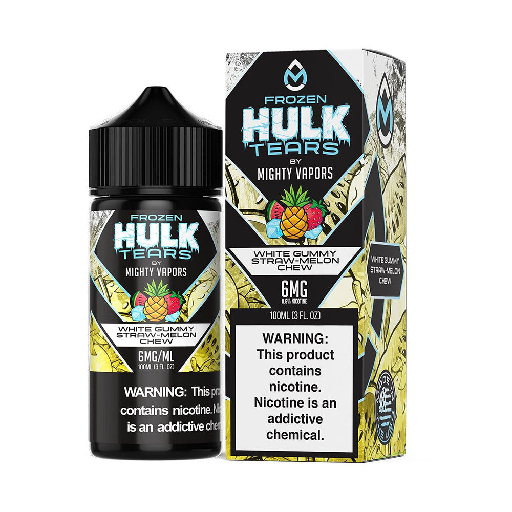 Mighty Vapors Hulk Tears E-Juice 100mL (Freebase) | Frozen White Gummy Straw Melon Chew