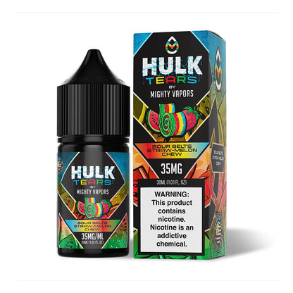 Mighty Vapors Hulk Tears Salt Series E-Liquid 30mL (Salt Nic) | Sour Belts Straw Melon Chew with Packaging