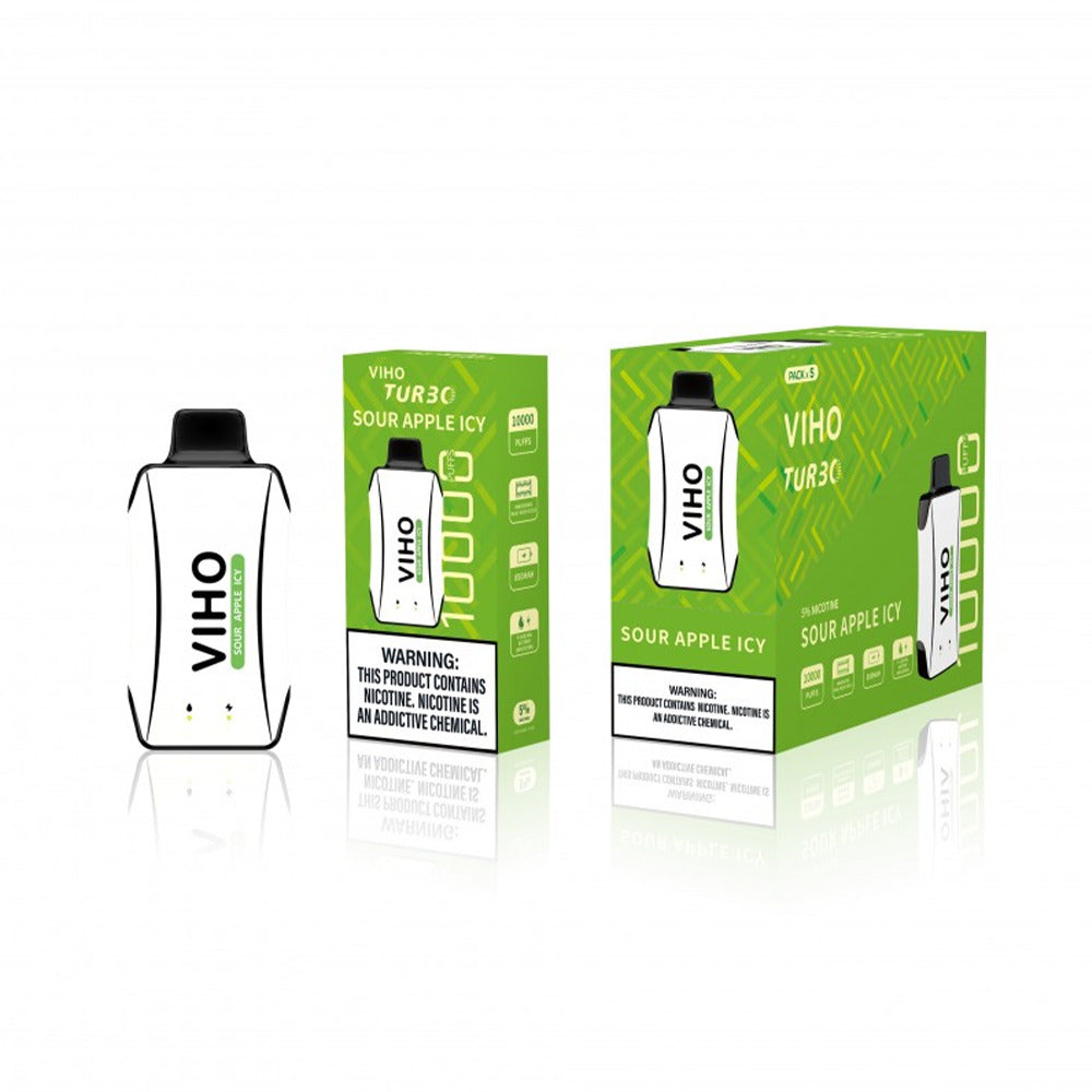 Viho Turbo Disposable 10000 Puffs (17mL) | 50mg | MOQ 5 Sour Apple Icy with packaging