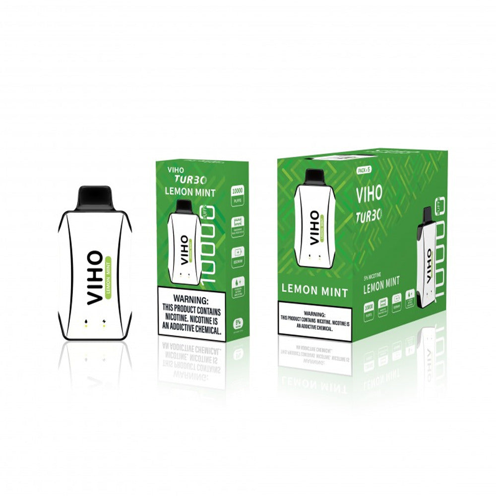 Viho Turbo Disposable 10000 Puffs (17mL) | 50mg | MOQ 5 Lemon Mint with packaging