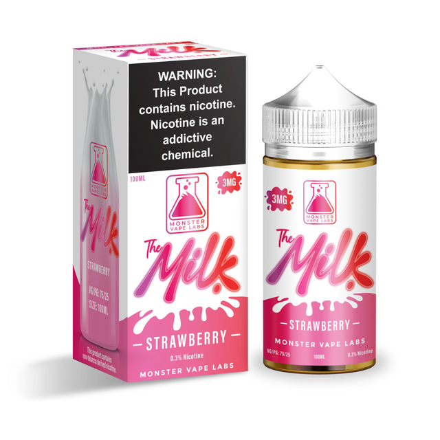 Jam Monster Milk Series E-Liquid 100mL (Freebase) Strawberry with packaging