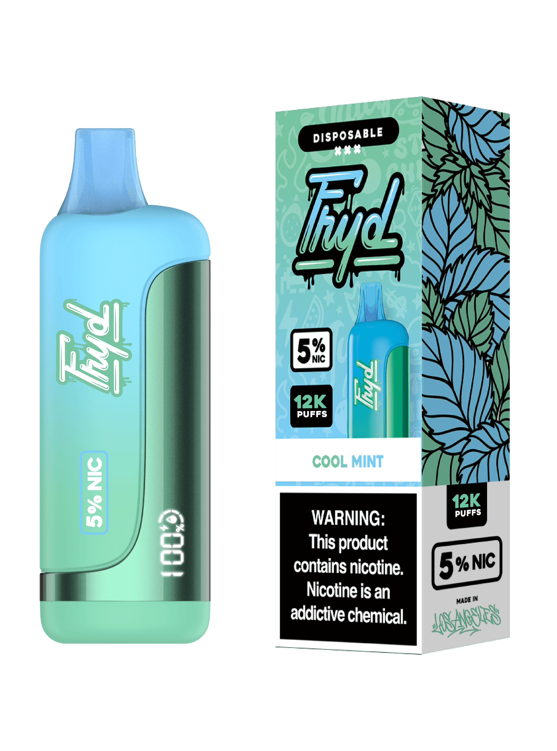 FRYD Disposable 12,000 Puffs 17mL 50mg | MOQ 5 Cool Mint with Packaging