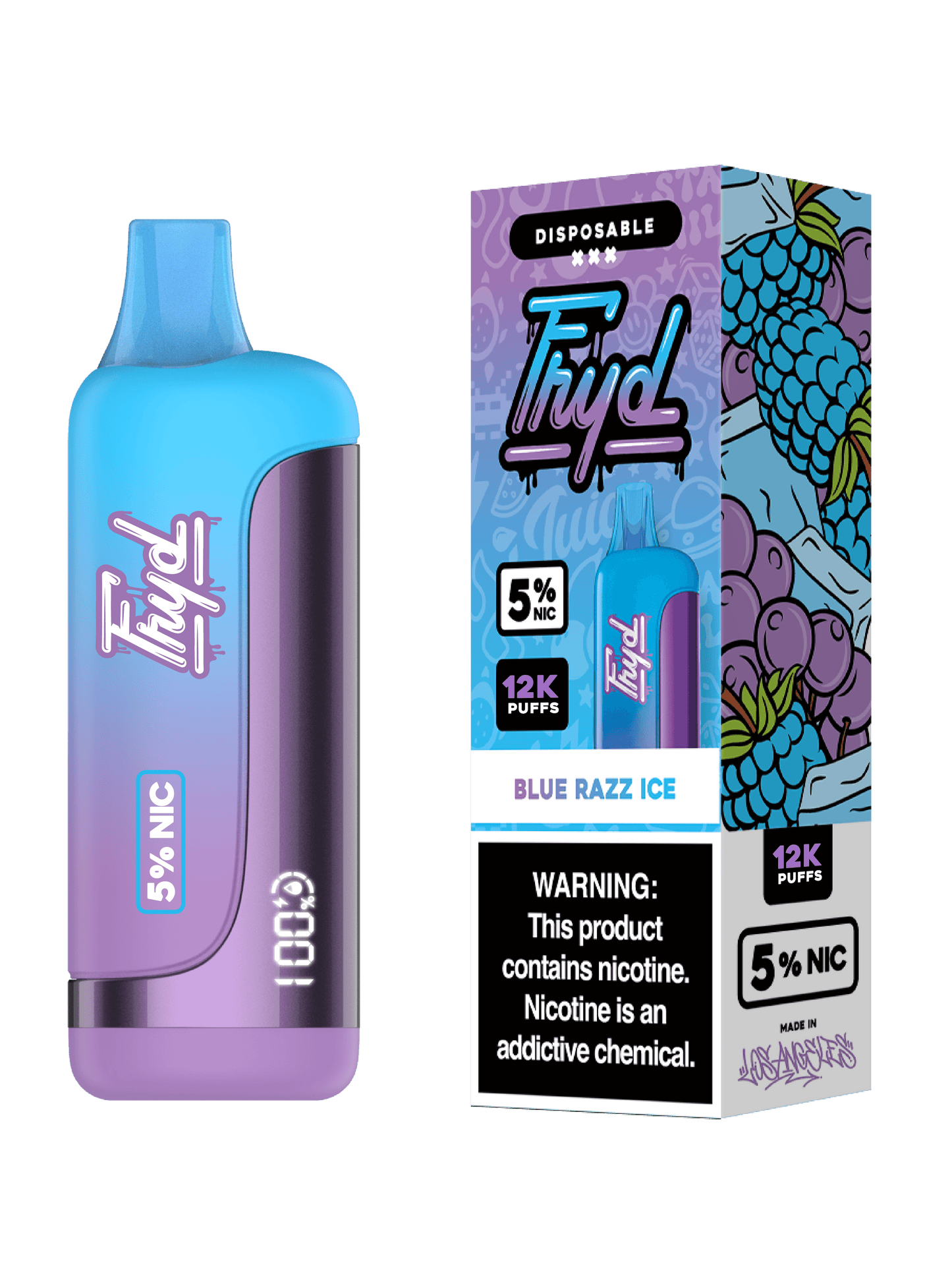 FRYD Disposable 12,000 Puffs 17mL 50mg | MOQ 5 Blue Razz Ice with Packaging