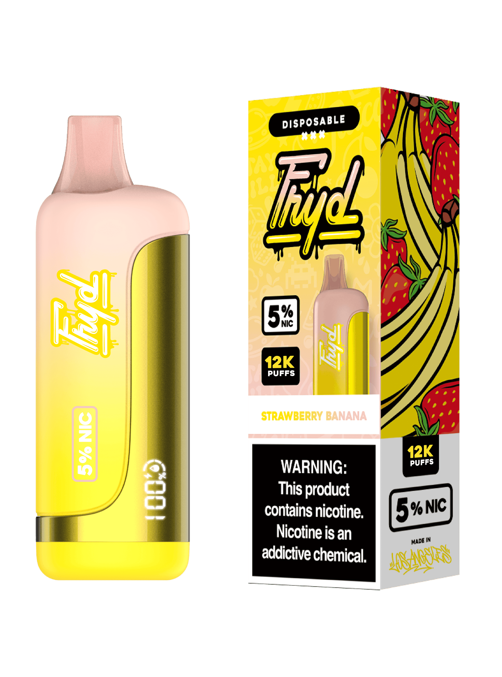 FRYD Disposable 12,000 Puffs 17mL 50mg | MOQ 5 Strawberry Banana with Packaging