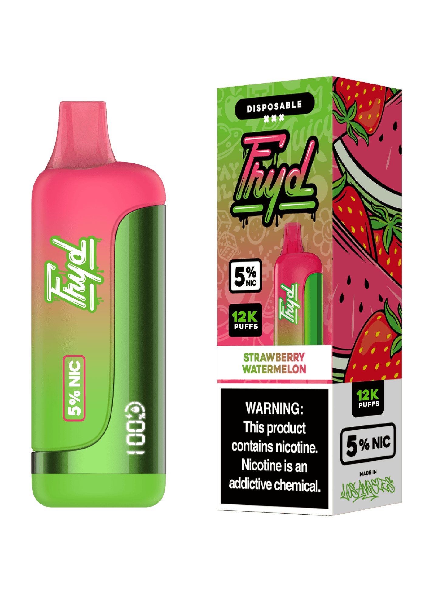 FRYD Disposable 12,000 Puffs 17mL 50mg | MOQ 5 Strawberry Watermelon with Packaging