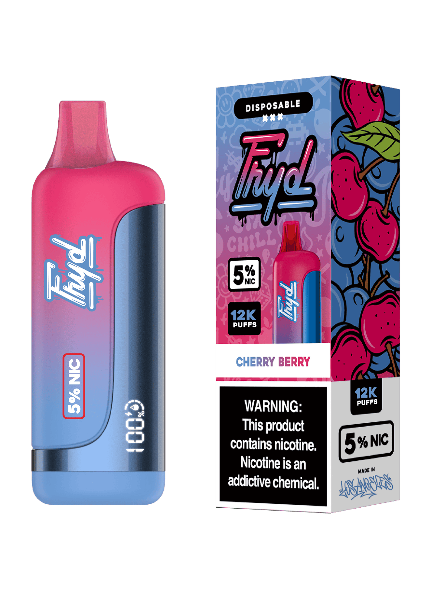 FRYD Disposable 12,000 Puffs 17mL 50mg | MOQ 5 Cherry Berry with Packaging