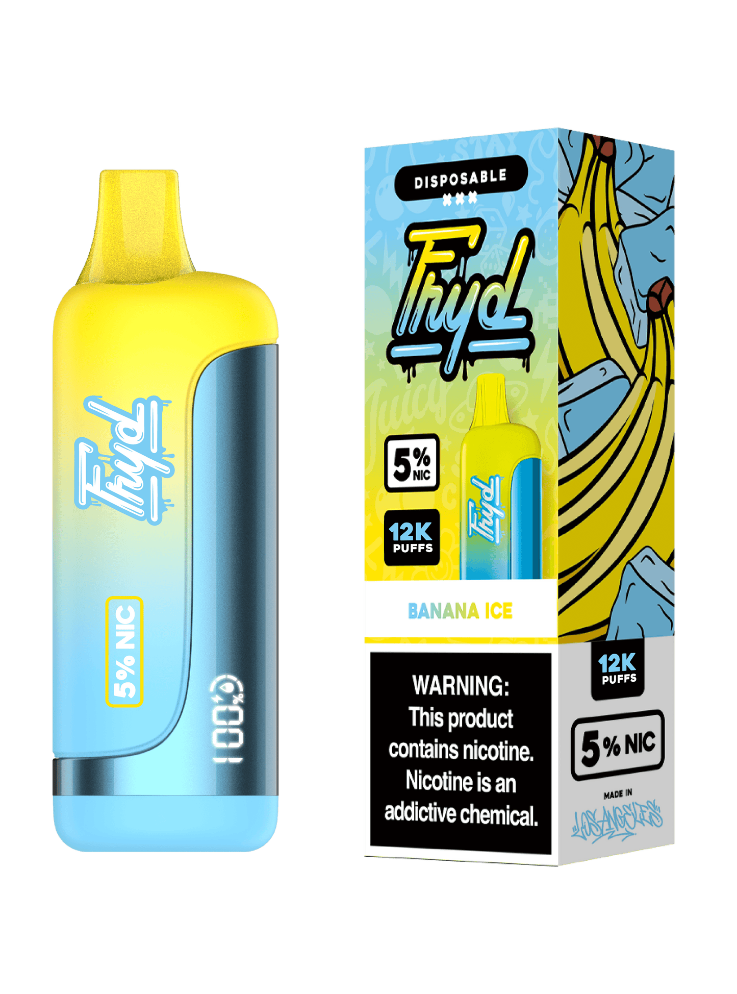 FRYD Disposable 12,000 Puffs 17mL 50mg | MOQ 5 Banana Ice with Packaging