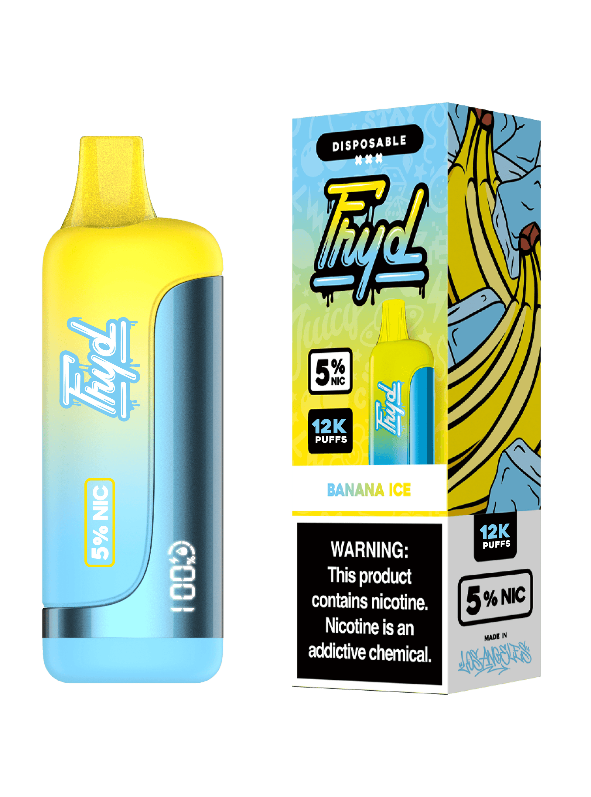 FRYD Disposable 12,000 Puffs 17mL 50mg | MOQ 5 Banana Ice with Packaging