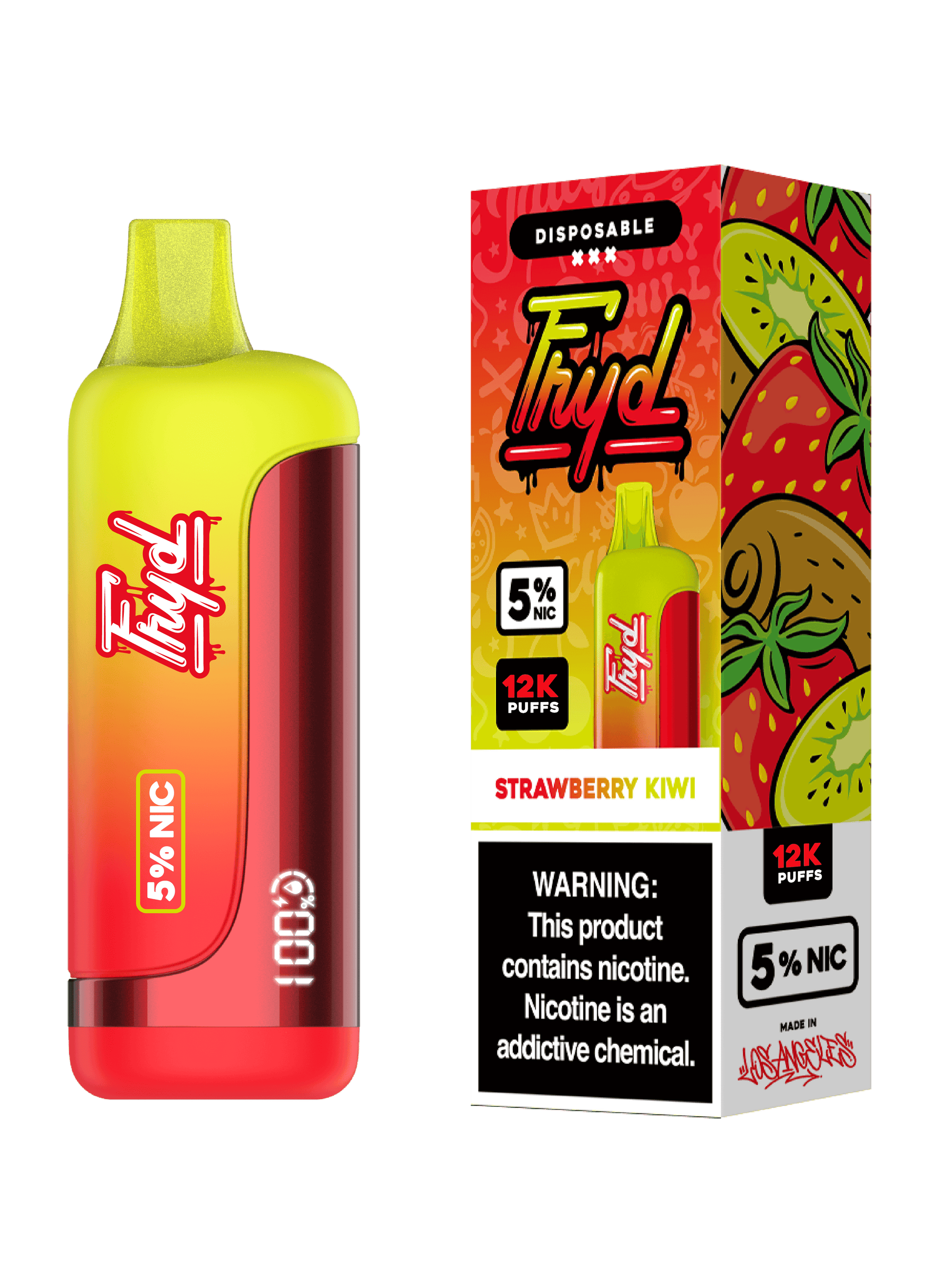 FRYD Disposable 12,000 Puffs 17mL 50mg | MOQ 5 Strawberry Kiwi with Packaging