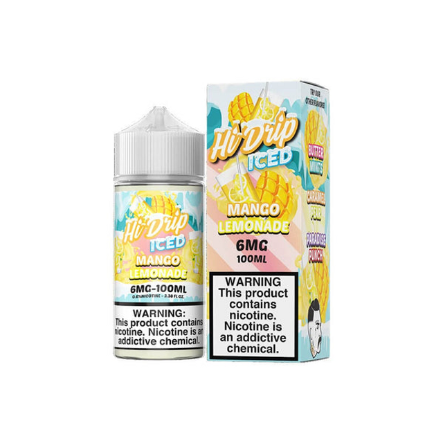 Hi-Drip Series E-Liquid 100mL (Freebase) | Mango Lemonade Iced with packaging