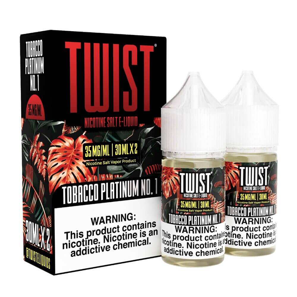 Twist Salts Series E-Liquid x2-30mL Tobacco Platinum with packaging