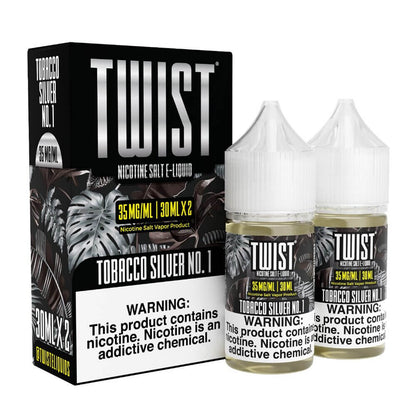 Twist Salts Series E-Liquid x2-30mL Tobacco Silver with packaging