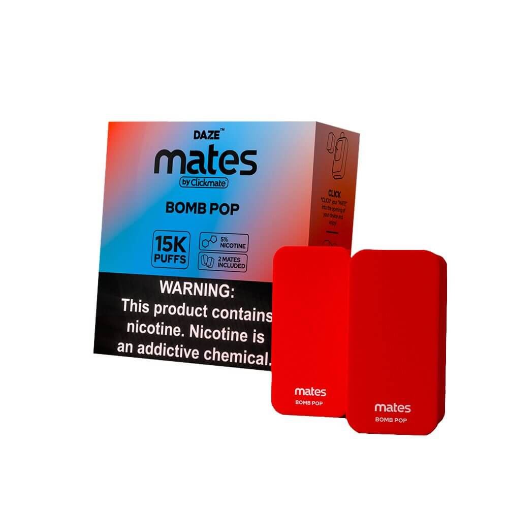 7Daze Click-mates Pre-Filled Replacement Pod 9mL 2-Pack | 15000 Puffs 18mL 50mg | MOQ 5 | Bomb Pop with Packaging