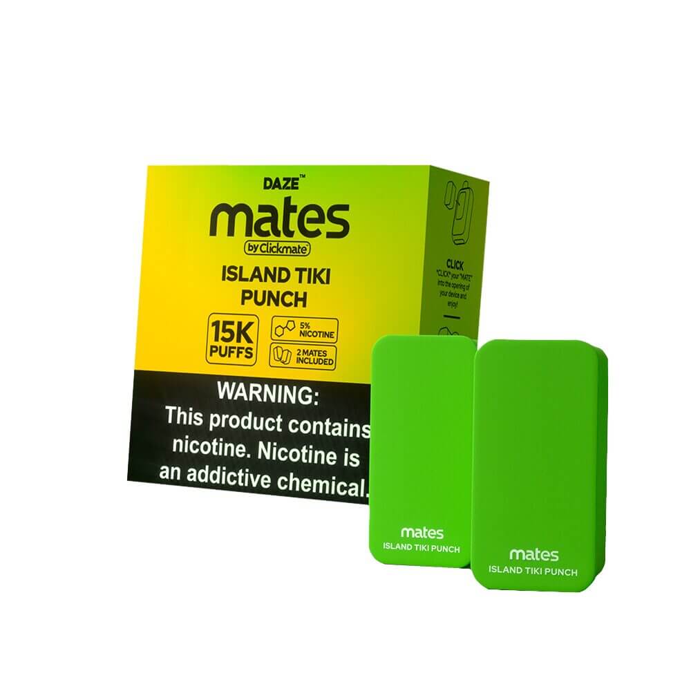 7Daze Click-mates Pre-Filled Replacement Pod 9mL 2-Pack | 15000 Puffs 18mL 50mg | MOQ 5 | Island Tiki Punch with Packaging