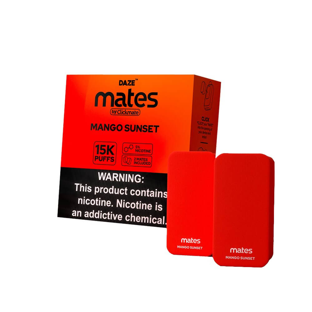 7Daze Click-mates Pre-Filled Replacement Pod 9mL 2-Pack | 15000 Puffs 18mL 50mg | MOQ 5 | Mango Sunset with Packaging