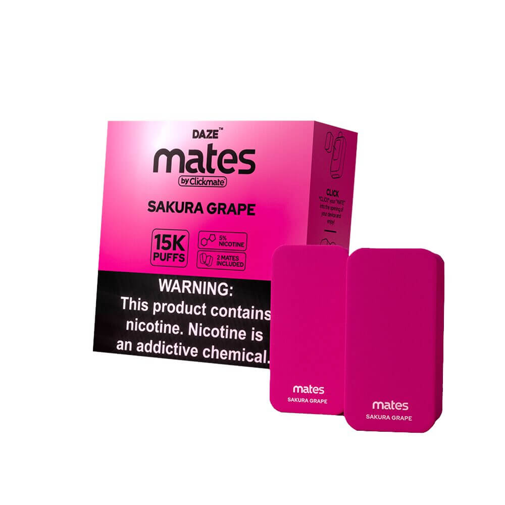 7Daze Click-mates Pre-Filled Replacement Pod 9mL 2-Pack | 15000 Puffs 18mL 50mg | MOQ 5 | Sakura Grape with Packaging