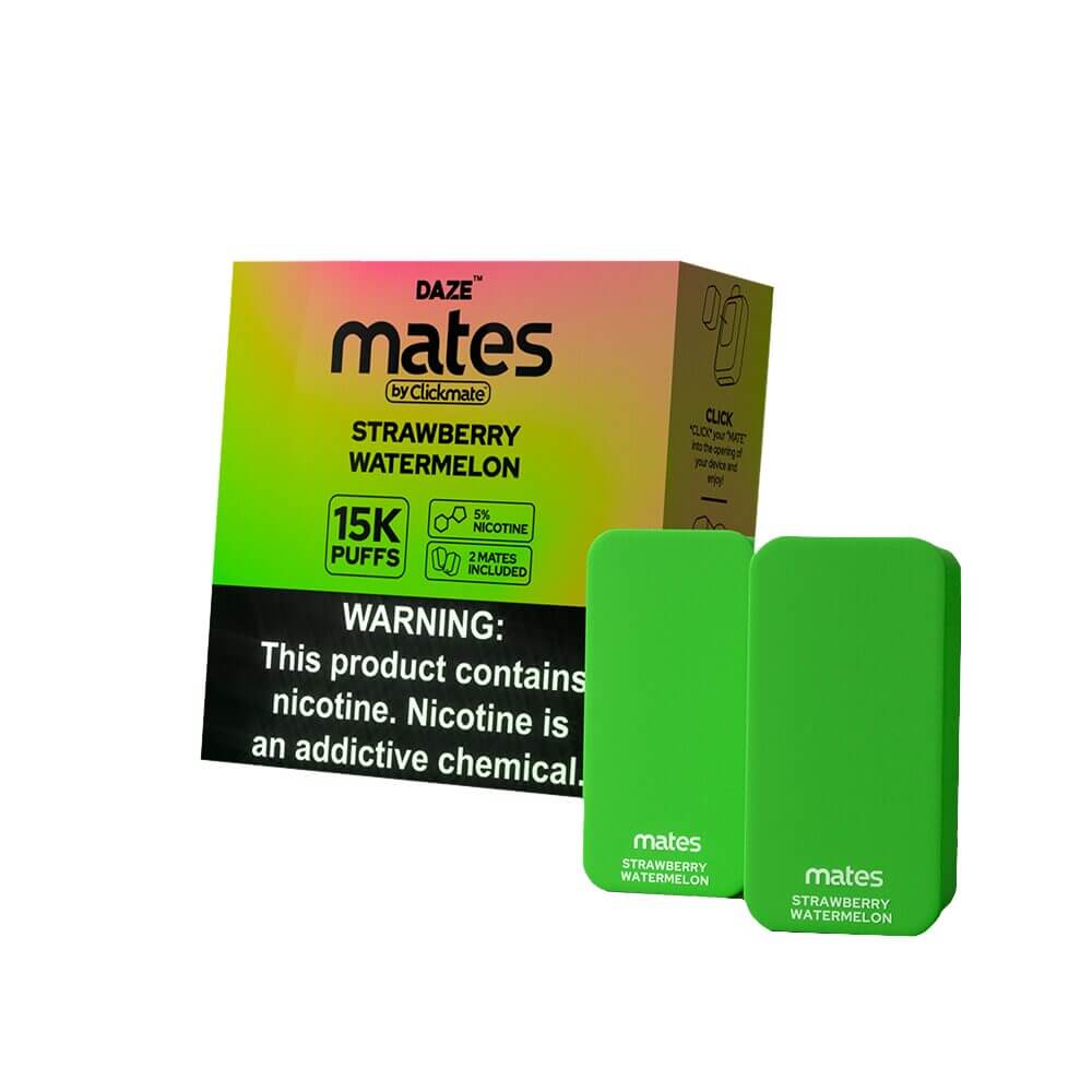 7Daze Click-mates Pre-Filled Replacement Pod 9mL 2-Pack | 15000 Puffs 18mL 50mg | MOQ 5 | Strawberry Watermelon with Packaging