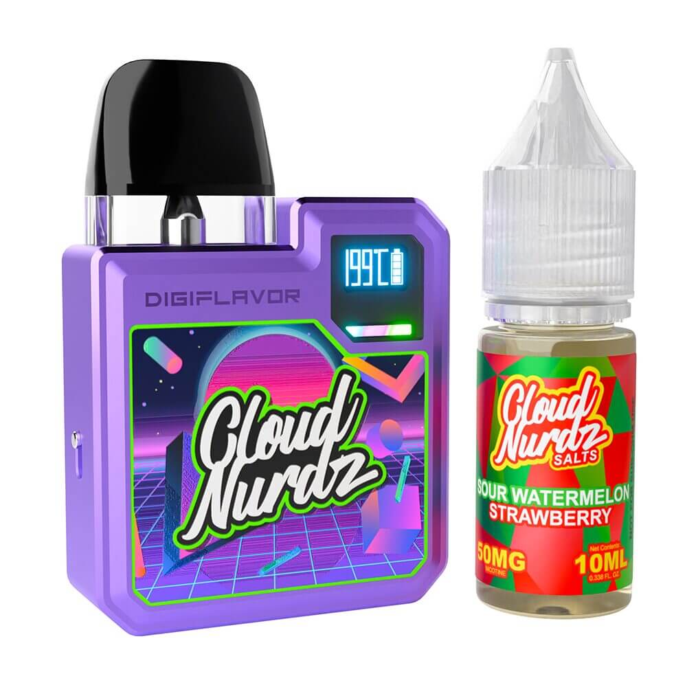 Geekvape Digi-Q Kit + Daddy’s Vapor 10mL Salts 50mg (Pod System + E-Liquid)  | Kit Color: Purple Flavor: Sour Watermelon Strawberry 50mg