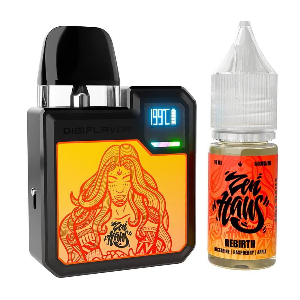 Geekvape Digi-Q Kit + Daddy’s Vapor 10mL Salts 50mg (Pod System + E-Liquid) | Kit Color: Black Flavor: Rebirth 50mg