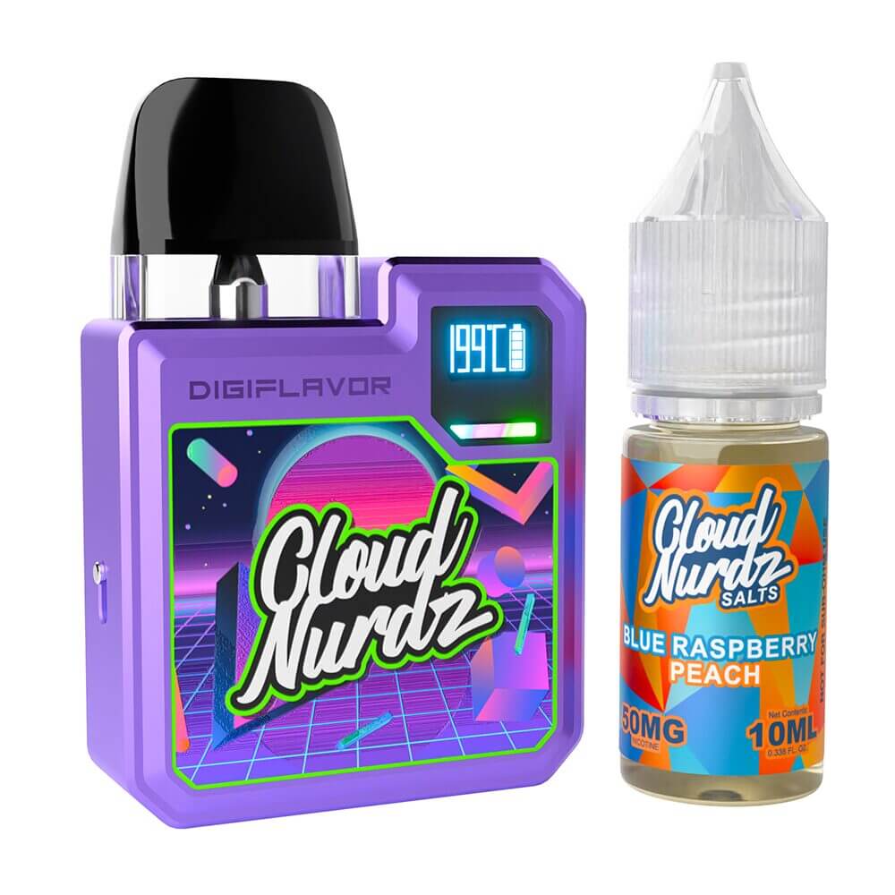 Geekvape Digi-Q Kit + Daddy’s Vapor 10mL Salts 50mg (Pod System + E-Liquid) | Kit Color: Purple Flavor: Blue Raspberry Peach 50mg